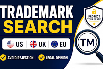 do a comprehensive US UK eu trademark search and legal opinion