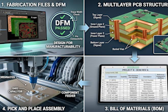 multilayer pcb, fabrication files, dfm, bom, pick and place
