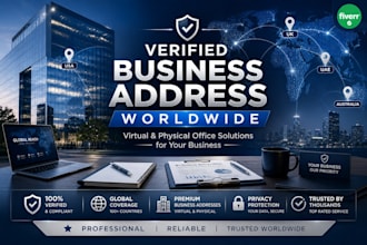 provide verified virtual or physical business address worldwide