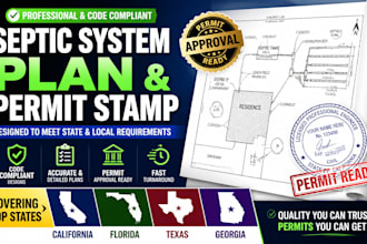 design septic system plan permit stamp for california florida texas georgia