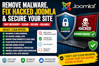remove malware, fix hacked joomla website and secure your site