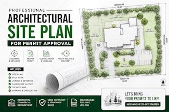 create professional architectural site plan for permit approval