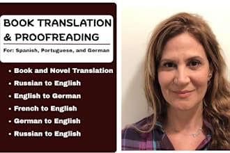 do german, french, russian translation, french book editing and proofreading