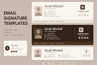 design a professional HTML email signature for gmail, outlook, and apple mail