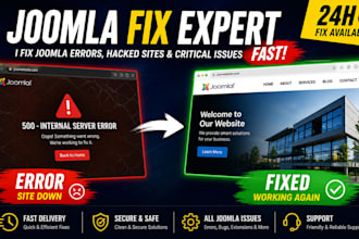 fix joomla errors, hacked site, white screen and critical issues fast