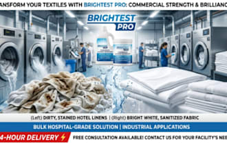 formulate commercial laundry detergent for hotels, hospitals, and industrial use