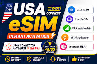 provide USA esim with instant activation, fast mobile data and full setup