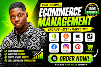 ecommerce management, ecommerce marketing for shopify sales and etsy promotion