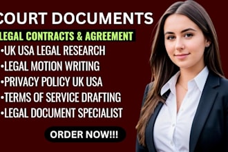 do legal research, legal motion, privacy policy, tos, legal document UK USA
