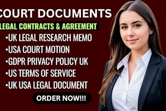 do legal research, legal motion, privacy policy, tos, legal document UK USA