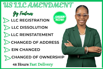 file llc amendment, change name, address and ownership fast