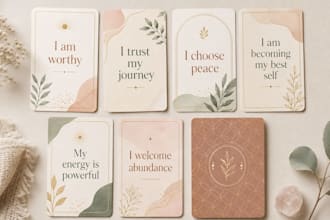 design custom affirmation cards tarot card oracle card flash card greeting card