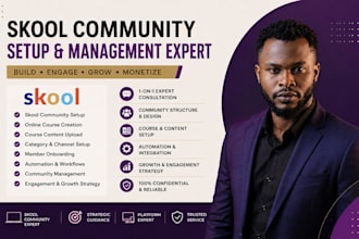 setup skool online community skool online course content skool community manager