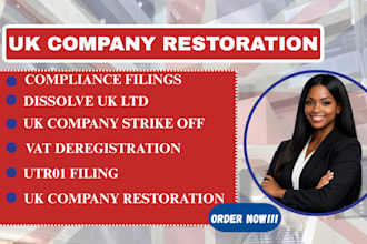 strike off UK ltd company, dissolve UK ltd, close company and deregister vat