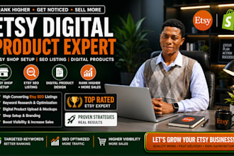create etsy digital products, etsy shop setup and SEO listings