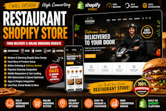 design restaurant shopify store food delivery website and online ordering system