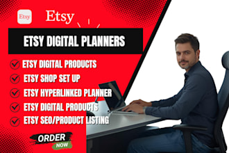 design etsy digital planner, etsy hyperlinked planner, etsy digital products