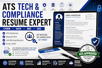 write ats cyber security, data science, IT auditor, grc, soc, and kyc resumes