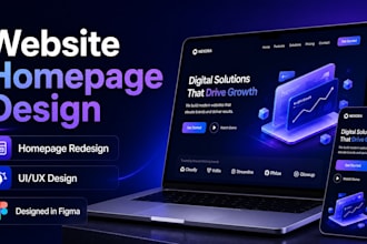 design homepage UI UX, landing page or website redesign in figma