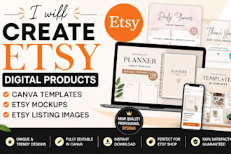 create etsy digital products, canva templates, etsy mockups, etsy listing images