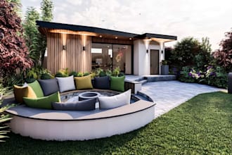 do landscape backyard design outdoor patio pergola pool 3d landscape rendering
