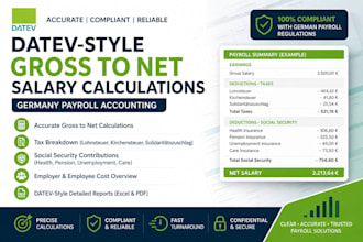 datev style gross to net salary calculations for germany payroll accounting