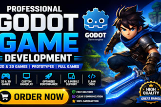 develop godot game prototype, godot 4, gdscript, 2d godot game development, ugc