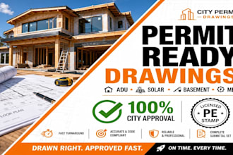 create permit ready adu, solar, basement, and mep drawings with licensed stamp