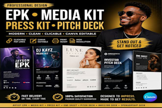 design an epk media kit press kit one sheet pitch deck