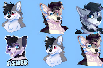 draw furry art fursona headshot furry icon telegram and discord sticker
