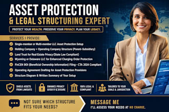 set up a legal asset protection structure using llc, trust, or holding company