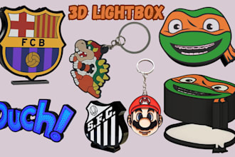 design custom 3d keychain logo lightbox coaster text 3mf for 3d printing in 24h
