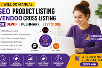 do manual seo product listing vendoo cross listing on depop pushmark etsy store