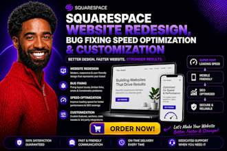 do squarespace website redesign, bug fixing speed optimization and customization