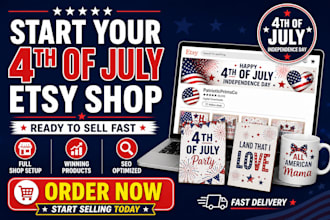 setup 4th of july etsy shop with trending digital products usa independence day