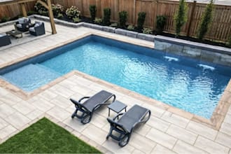 do backyard landscape design, pool 3d rendering, patio, outdoor, garden design