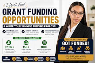 research grant funding, write winning funding proposal for you