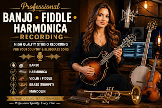 record fiddle banjo violin harmonica or mandolin fr yr bluegrass or country song