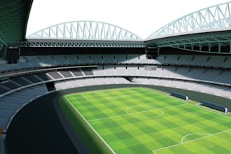 design 3d sports complex, stadium, court facility and gaming arena render
