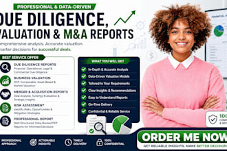 deliver due diligence, business valuation and merger acquisition reports