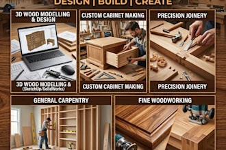 design woodworking, carpentry, cabinet making, joinery and 3d wood modelling