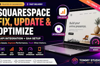 fix and update squarespace website with API and ga4
