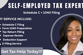 prepare schedule c and 1040 US tax return and maximize deductions