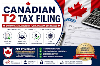 prepare canadian corporation tax filing t2 with financial statements