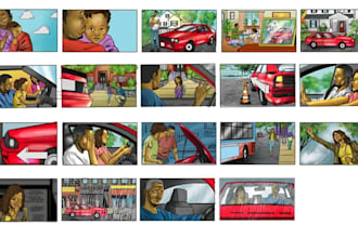 design 25 storyboard frames for animation, ads commercials in 24 hours