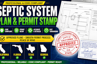 design septic system plan permit stamp for california florida texas georgia