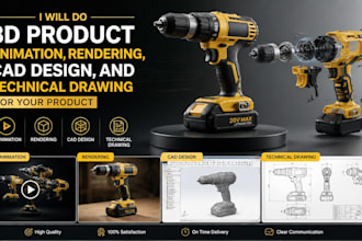 do 3d product animation, cad design, and technical drawing for your product