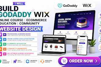 build godaddy wix online course ecommerce education community website design