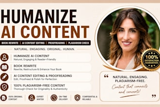humanize ai content book proofread plagiarism check rewrite ai content editing