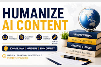 humanize ai content book proofread plagiarism check rewrite ai content editing